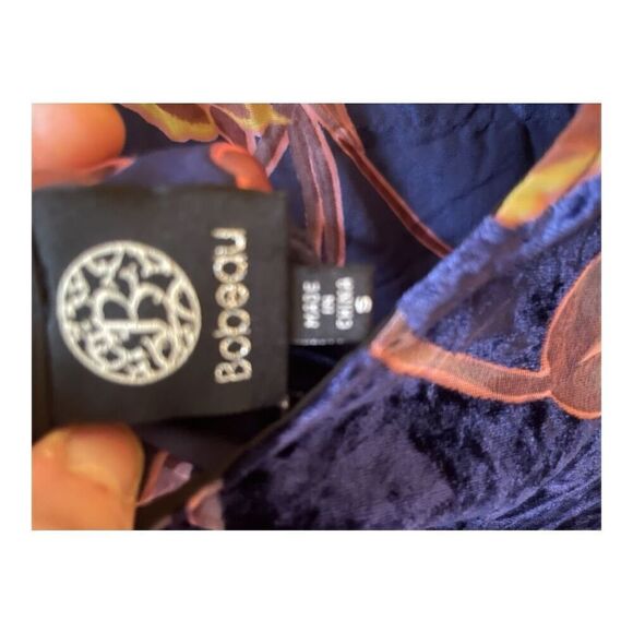 Bobeau Y2K Oversized Purple Burnout Velvet Bohemian Floral Blouse Size Small EUC - Picture 6 of 6